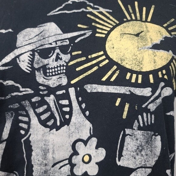 ODM Take It Easy Life's Too Short Gardening Skeleton Graphic Crewneck T Shirt S - Picture 2 of 8